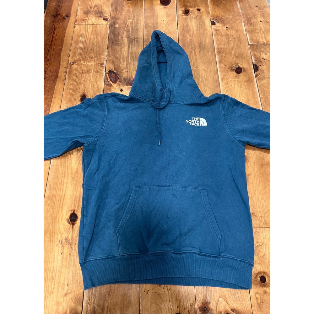 The North Face Mens Blue Graphic Logo Pullover Hoodie Size Medium NF0A3X8K